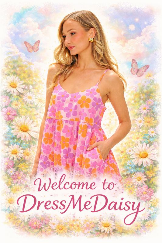 Pastel floral illustration welcoming you to Dress Me Daisy